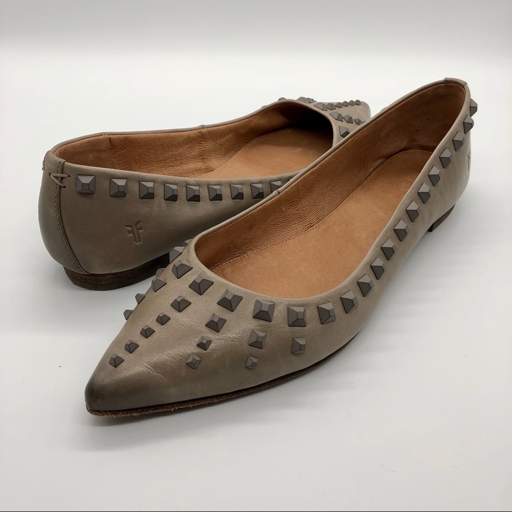 Frye Sienna Deco Studded Ballet Flats Pointy Toe